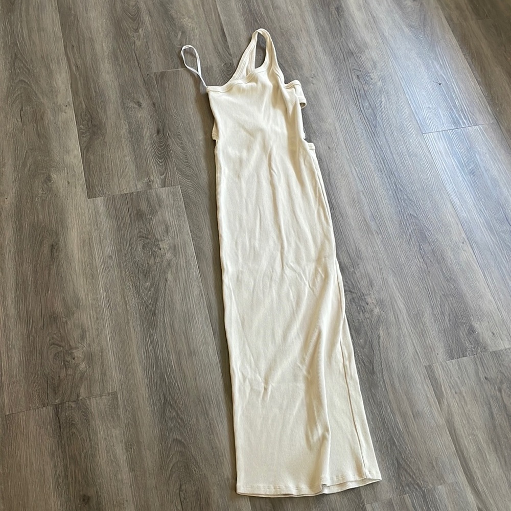 One shoulder ribbed cotton dress with back detail